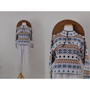 Vintage 90s Mock-neck Acrylic Snowflake  Sweater‎ size M